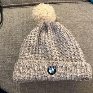 BMW Gray Knit Hat with Pom-Pom